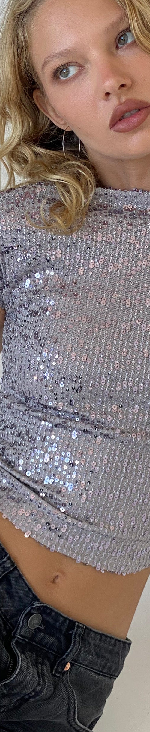 Immagine di Erika Top senza schienale in paillettes argento