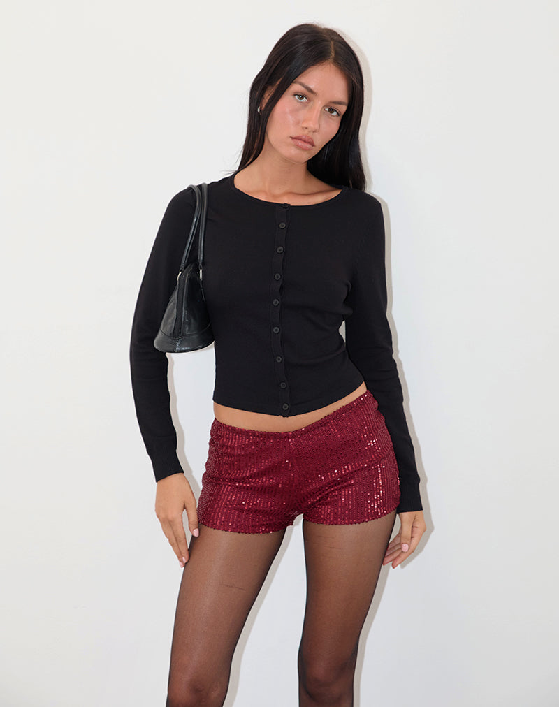 Immagine di Erna Shorts in Drape Mini Sequin Maroon