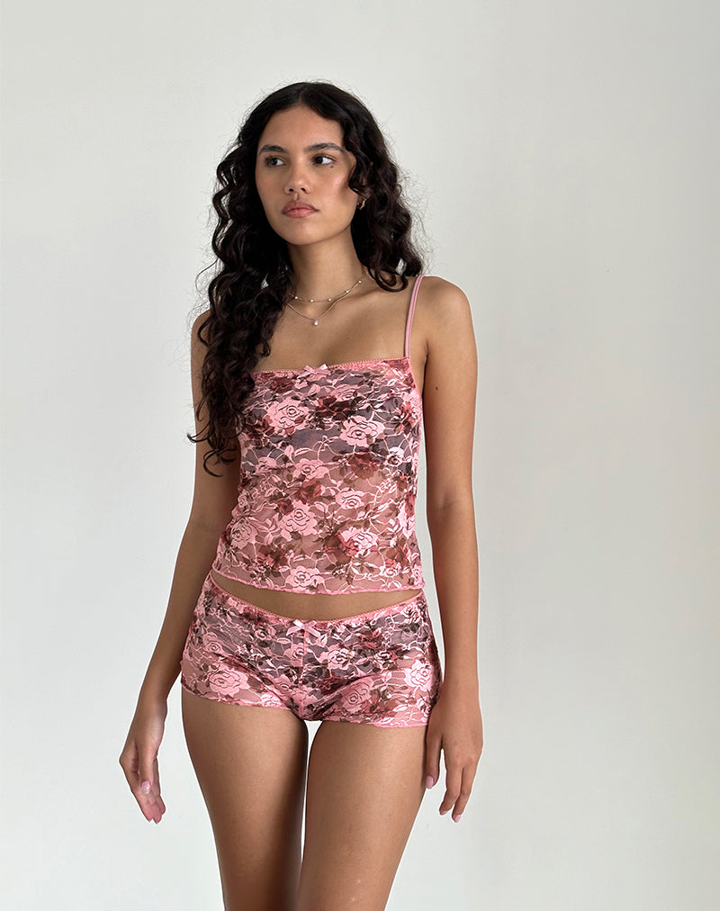 Immagine di Erna Shorts in pizzo rosa floreale Bloom