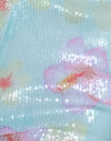 Fiore fiorito in paillettes blu