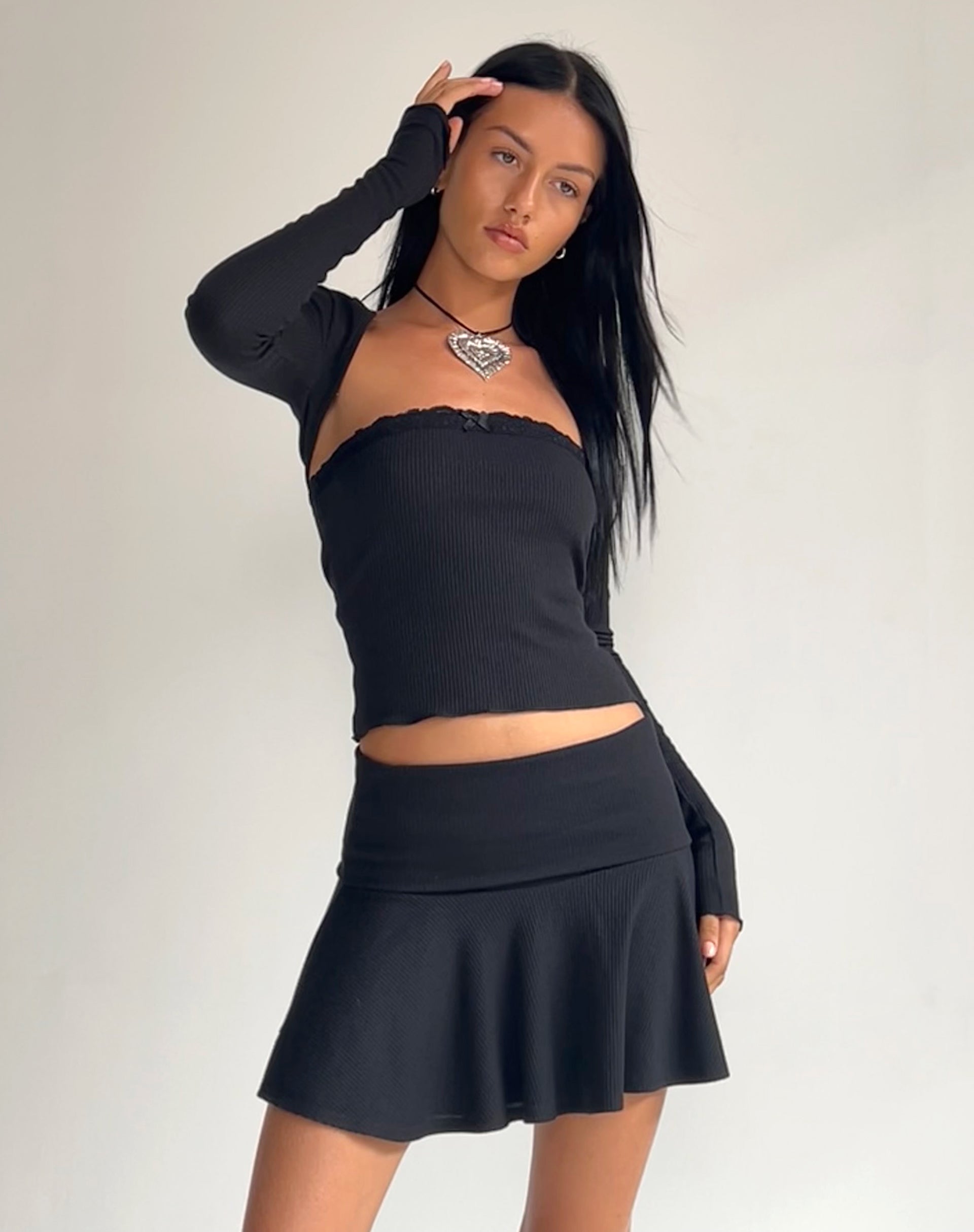 Immagine di Orla Micro Mini Gonna a costine in nero