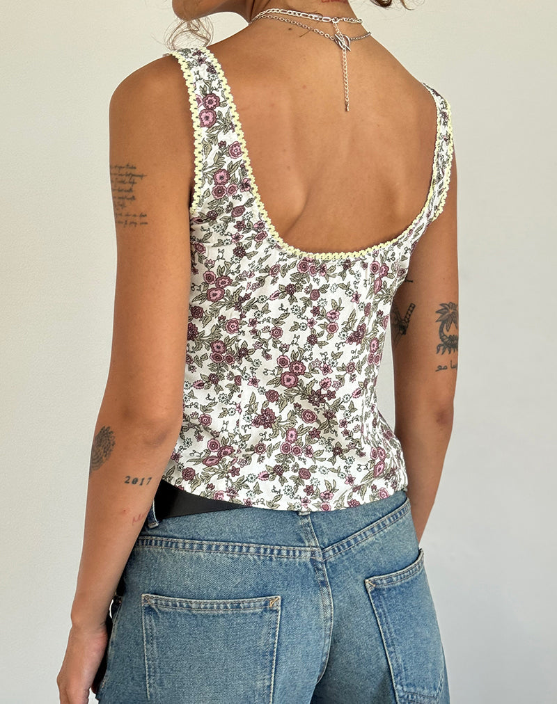 Immagine di Esau Tie Front Top in Vintage Bloom Avorio