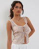 immagine di Esau Tie Front Top in fantasia floreale anni '70 Prairie Girl