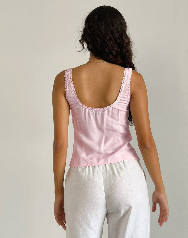 Immagine di Esau Tie Front Top in Rosa chiaro Private Slub