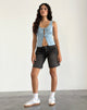 Immagine di Esau Tie Front Top in Private Slub Nantucket Blu