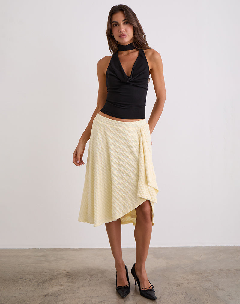 Gonna midi Esmeray in maglia color crema di burro
