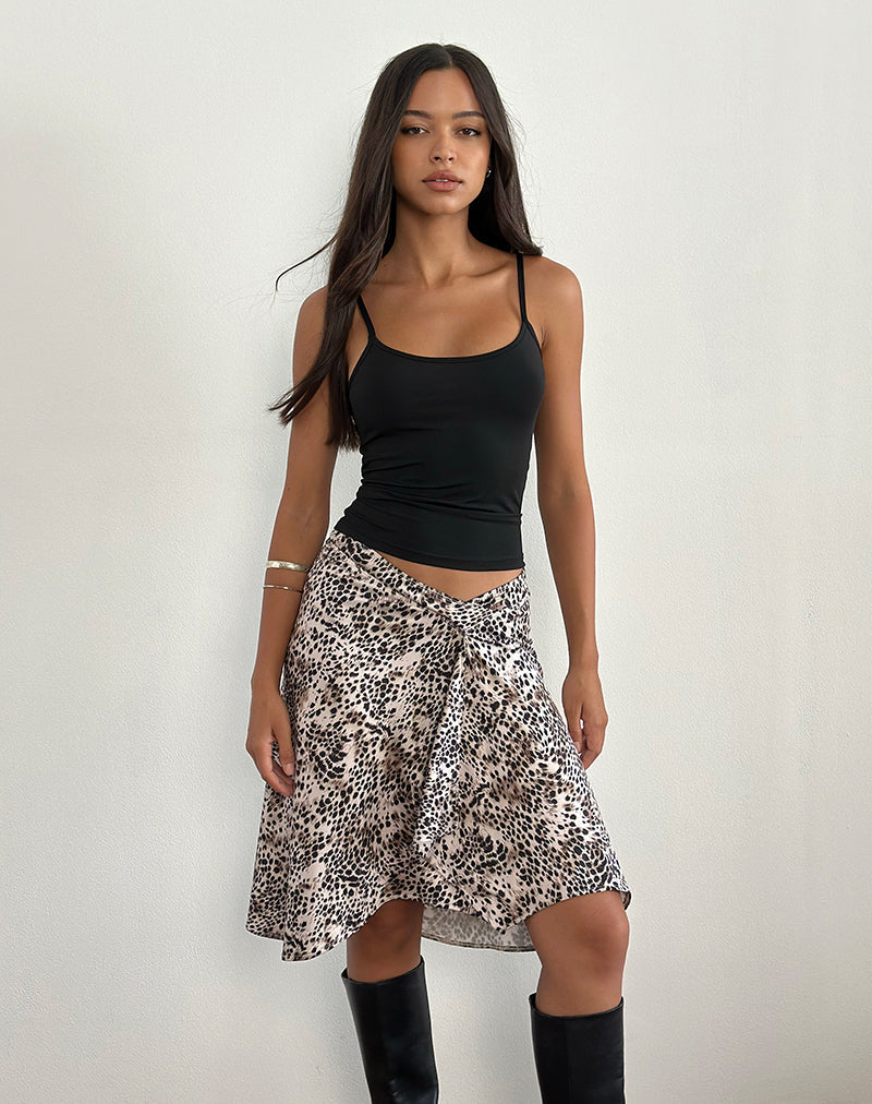 Gonna midi Esmeray con stampa leopardo selvaggio