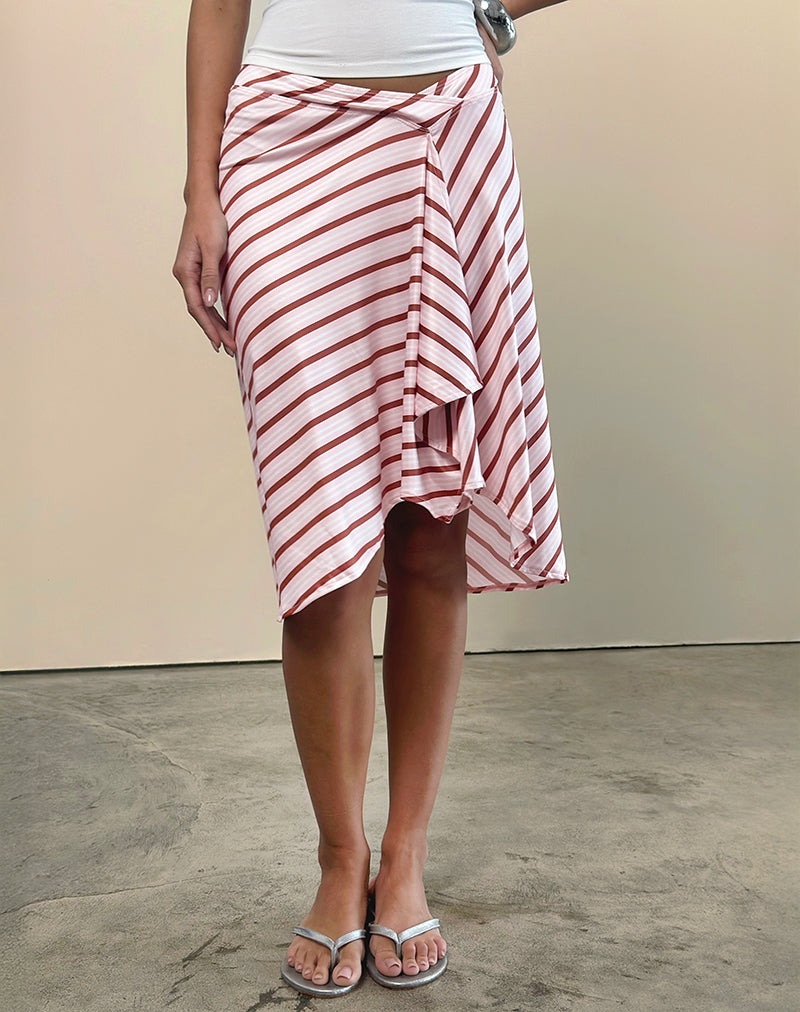 Esmeray - Gonna midi a righe diagonali rosa