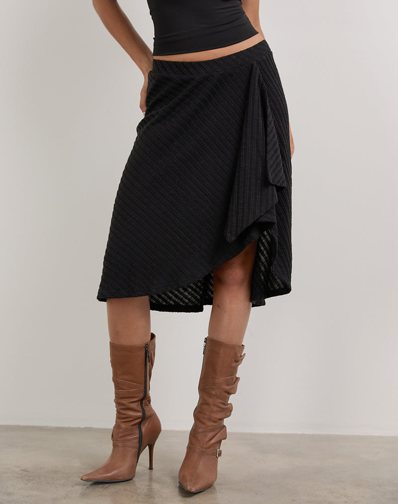 Immagine Esmeray Gonna midi in maglia diagonale velata nera