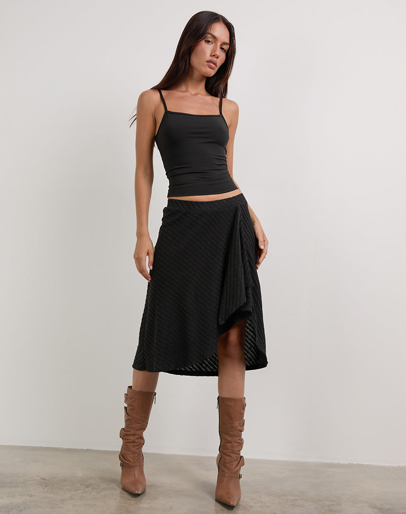 Immagine Esmeray Gonna midi in maglia diagonale velata nera