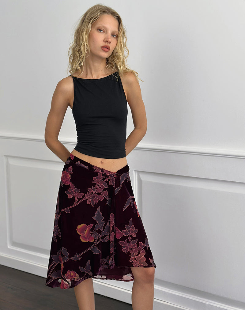 Immagine di Esti Midi Skirt in Floral Devore Borgogna