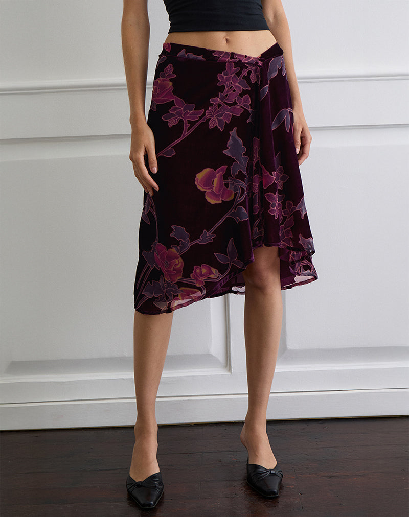 Immagine di Esti Midi Skirt in Floral Devore Borgogna