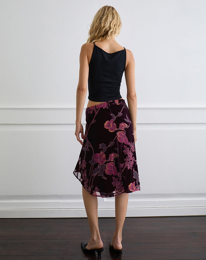 Immagine di Esti Midi Skirt in Floral Devore Borgogna