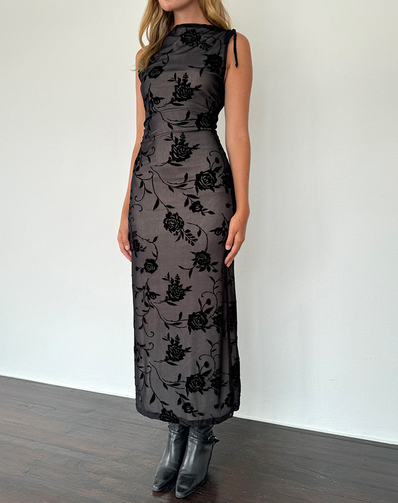 Immagine di Estoria Midi Dress Nero Rosa Flock