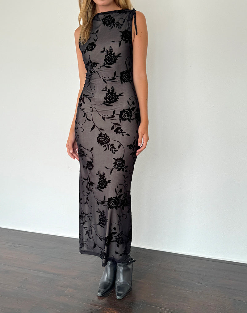 Immagine di Estoria Midi Dress Nero Rosa Flock