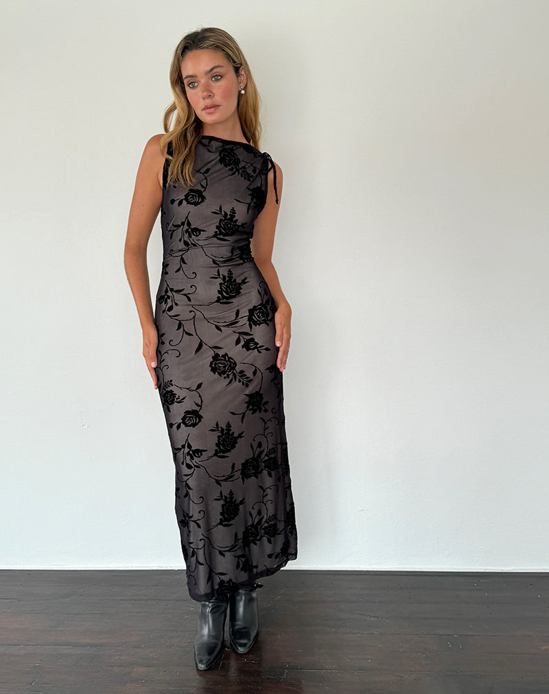 Immagine di Estoria Midi Dress Nero Rosa Flock