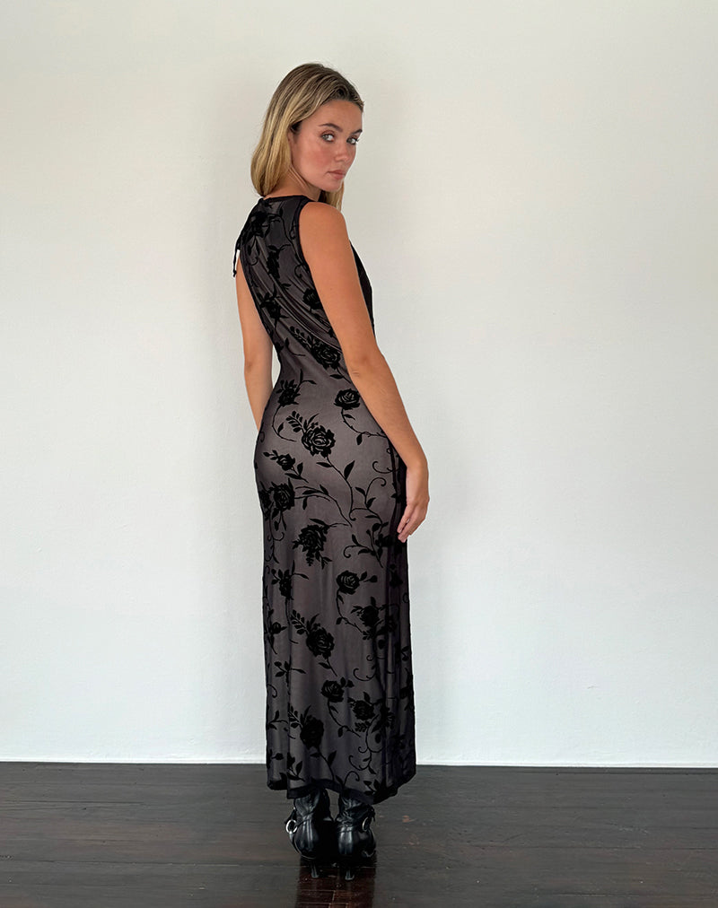 Immagine di Estoria Midi Dress Nero Rosa Flock