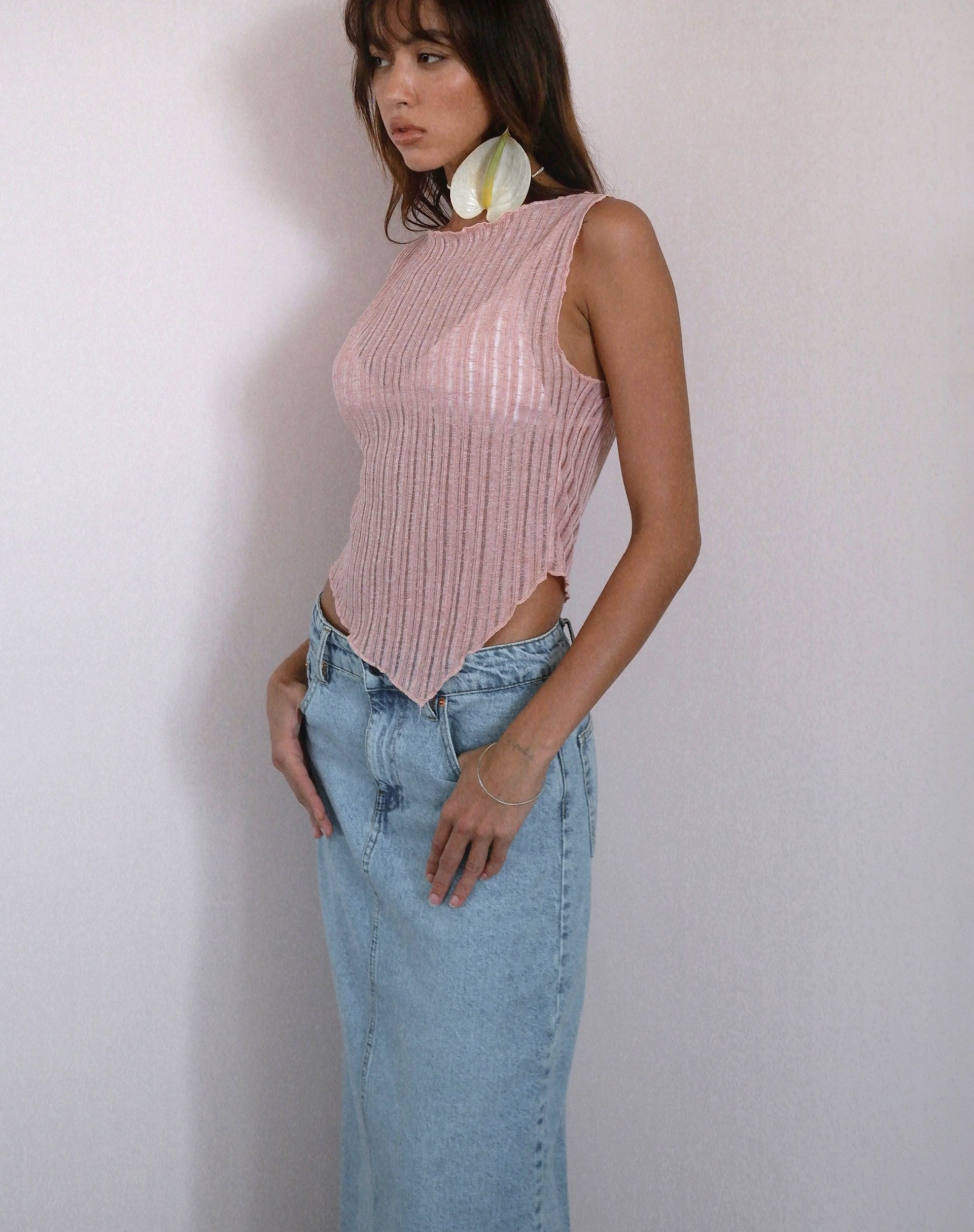 image of Canottiera Etta in maglia rosa