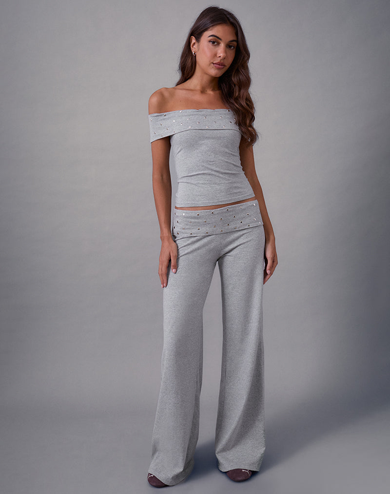 Immagine di Nevivi Foldover Trousers in Studded Grey Marl