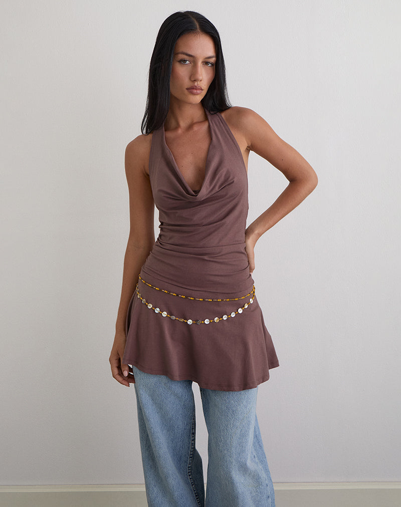 Eutalia - Vestito con scollo a cappuccio in Taupe profondo