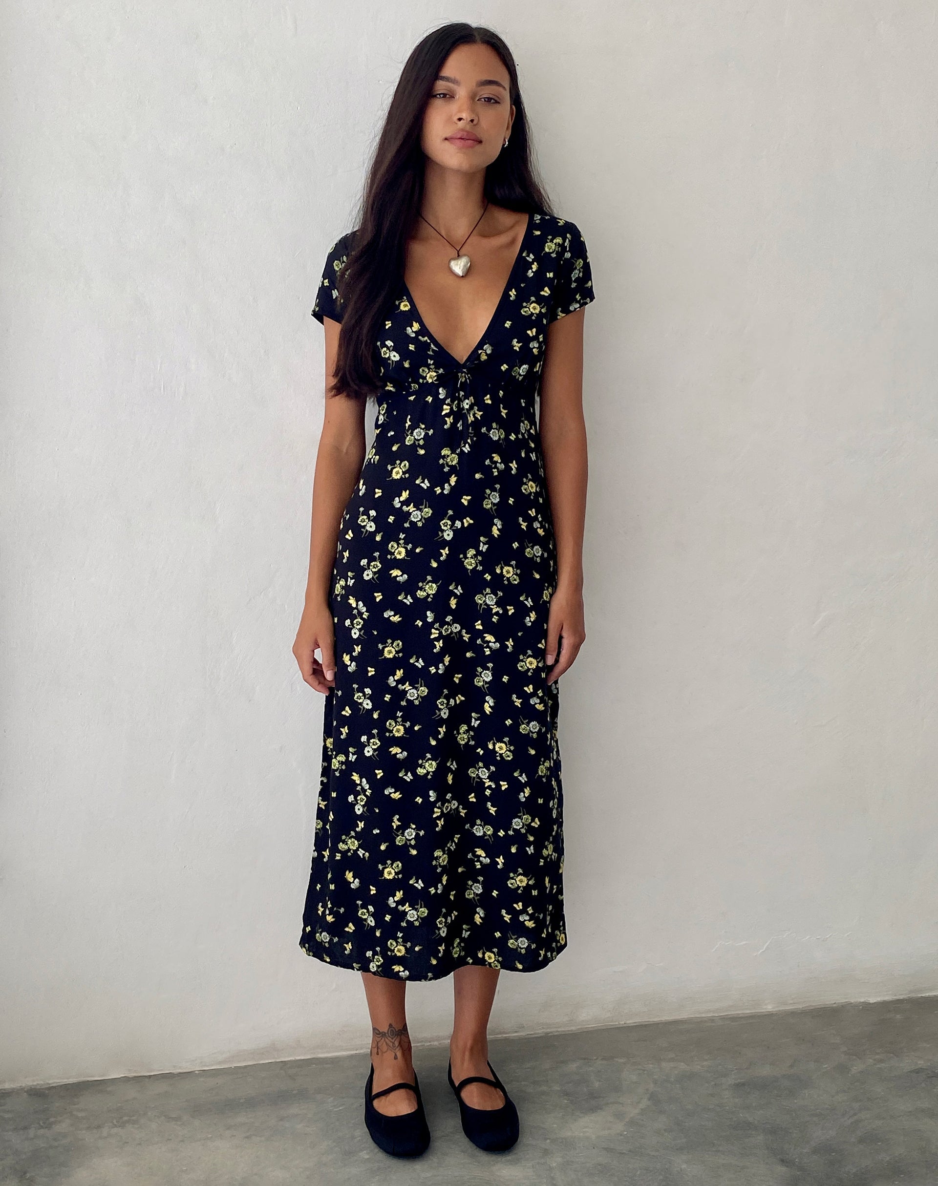 immagine di Eviaso Midi Dress in nero limone e lime