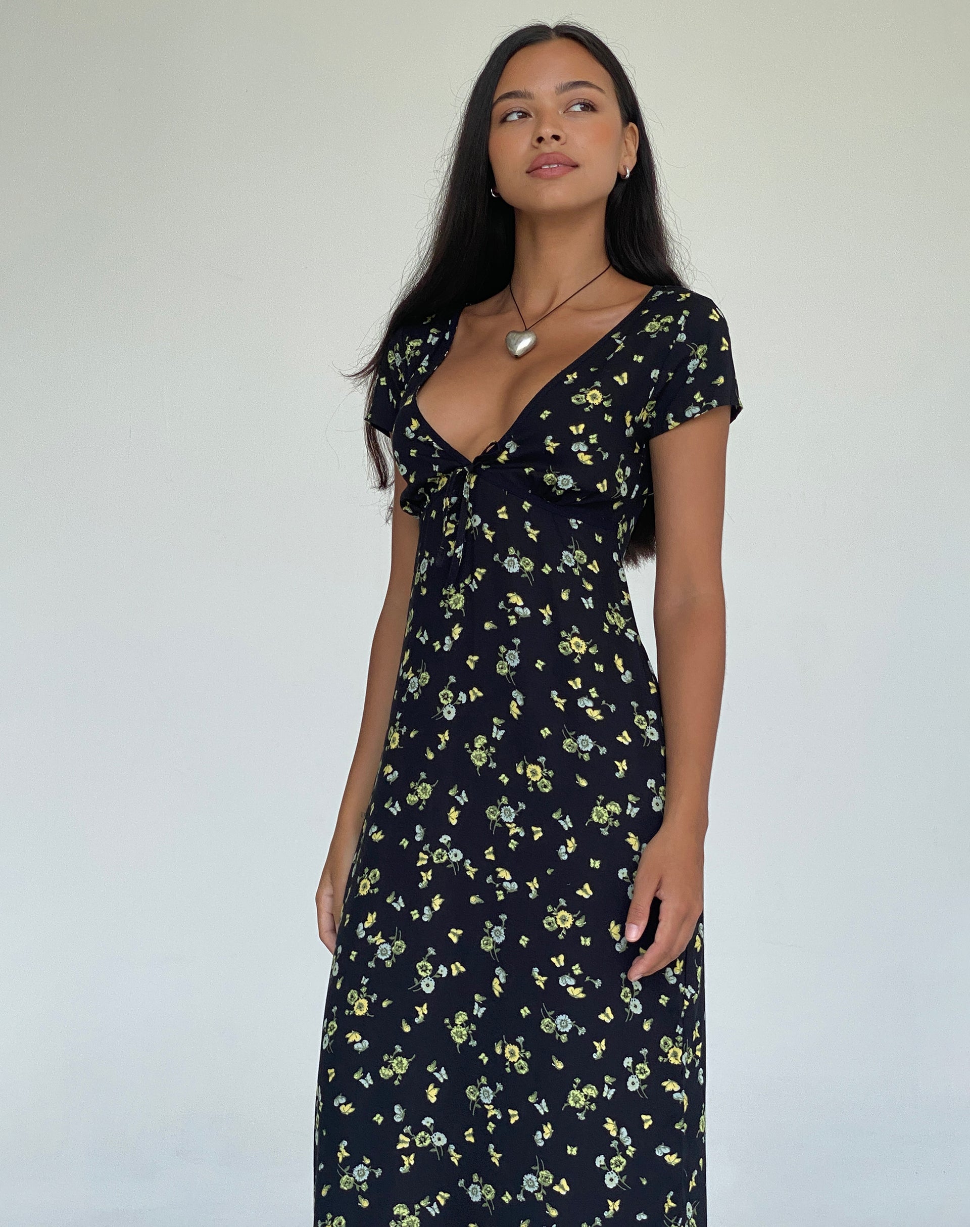 immagine di Eviaso Midi Dress in nero limone e lime