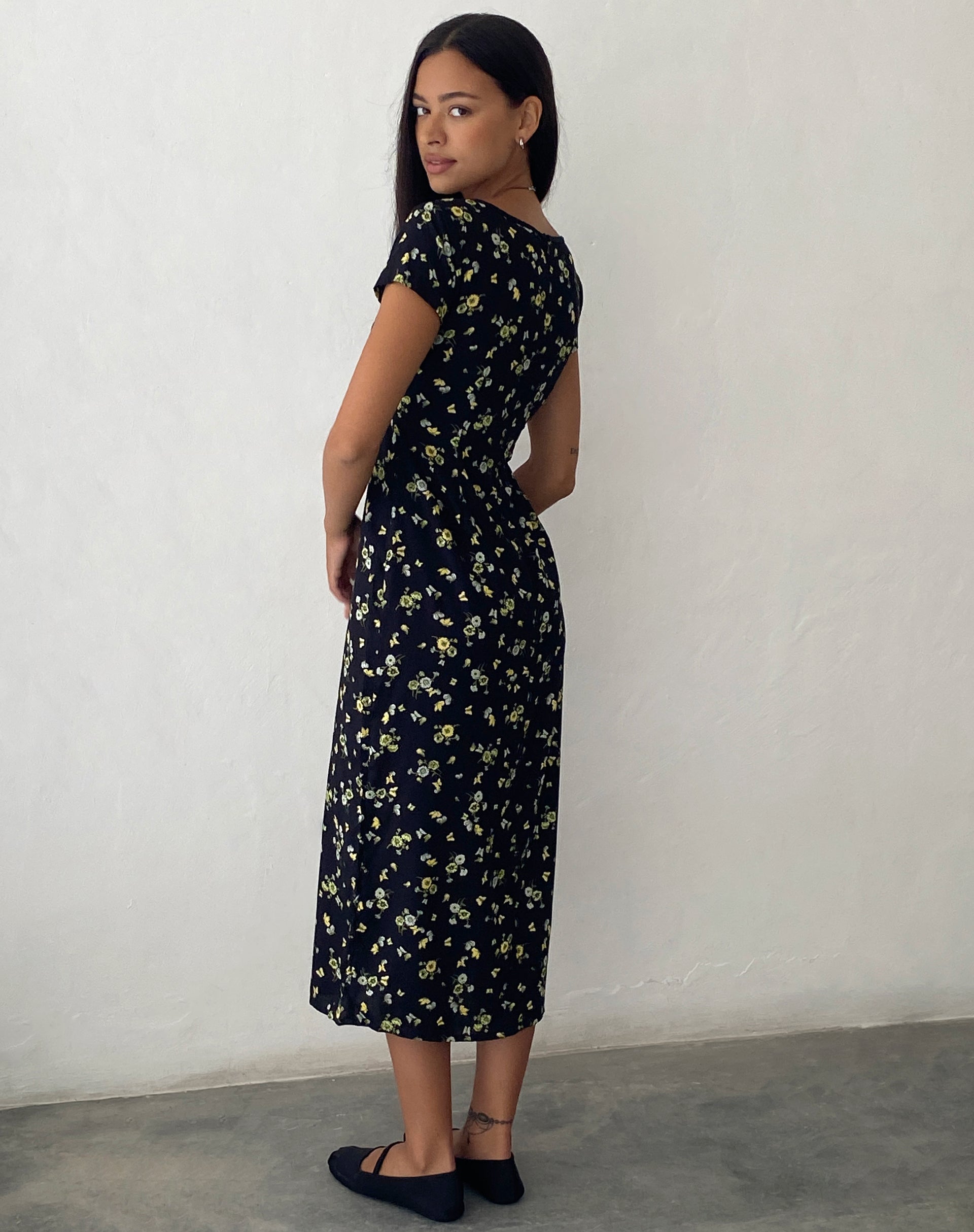 immagine di Eviaso Midi Dress in nero limone e lime