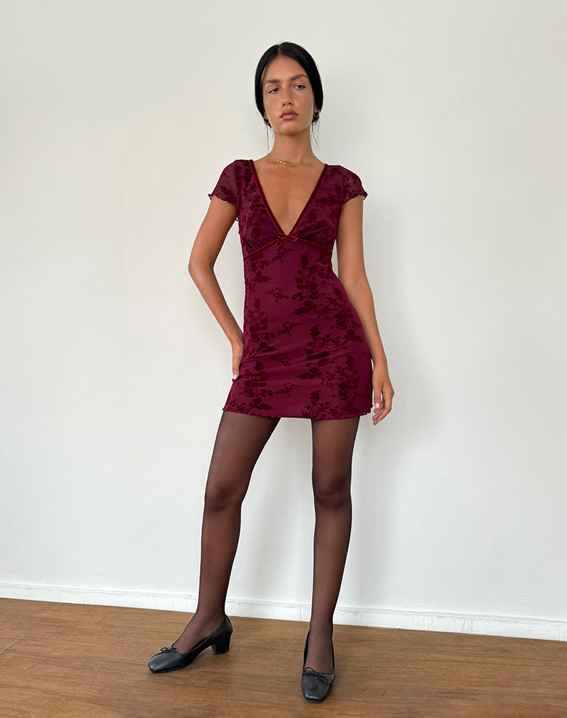 Immagine di Evilia Abito in fiore botanico Maroon