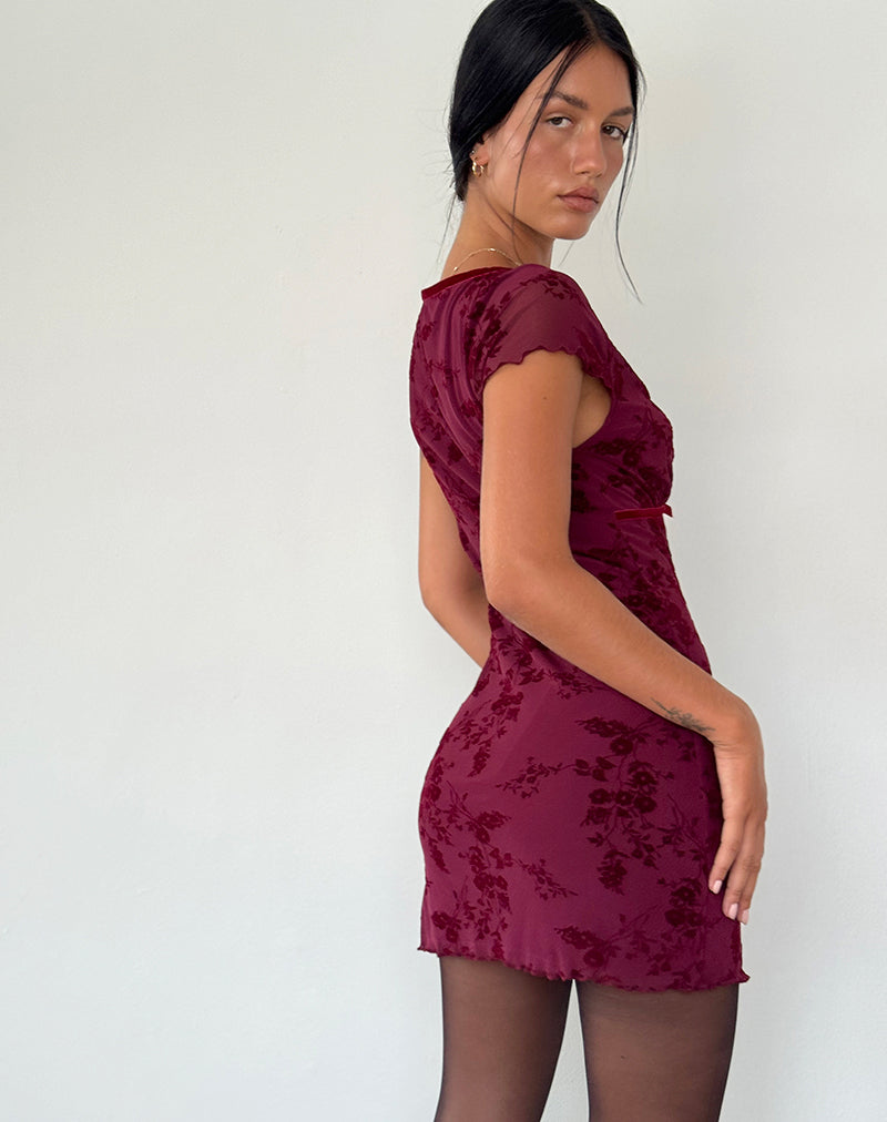 Immagine di Evilia Abito in fiore botanico Maroon