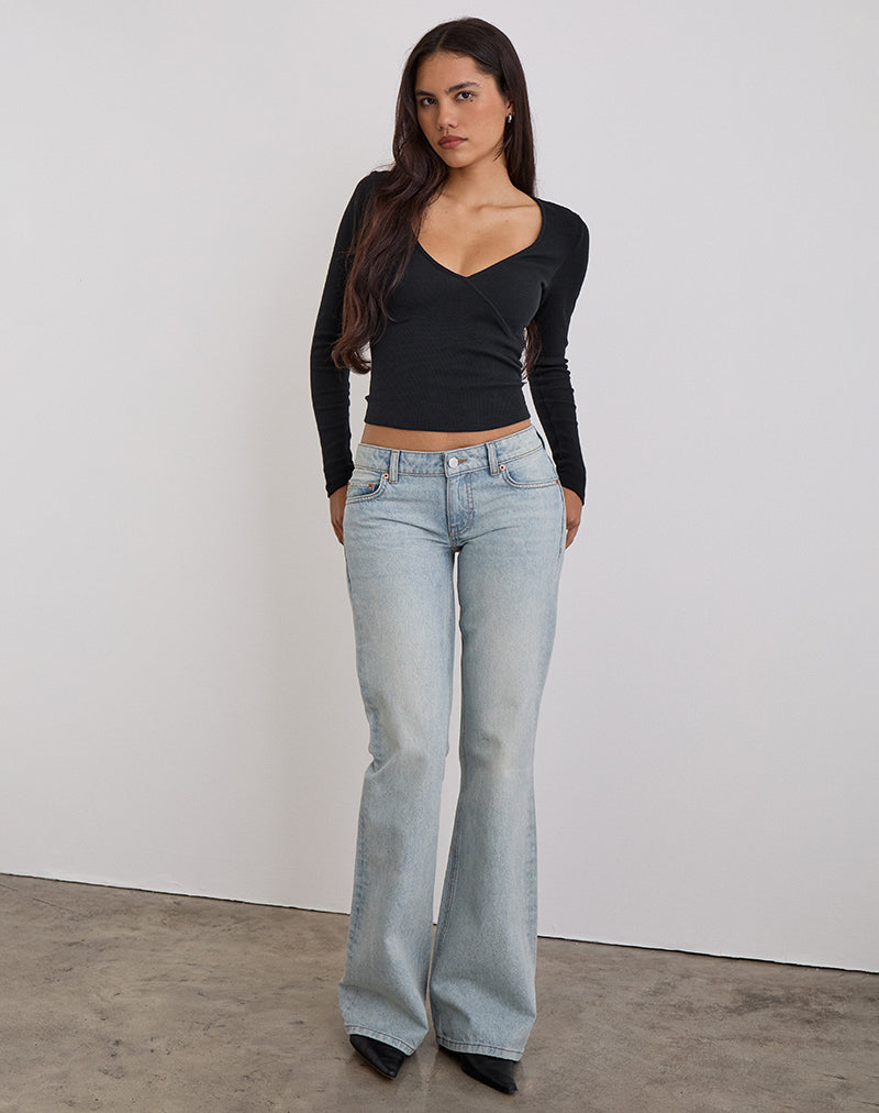 Flare a vita extra bassa con lavaggio blu Breeze