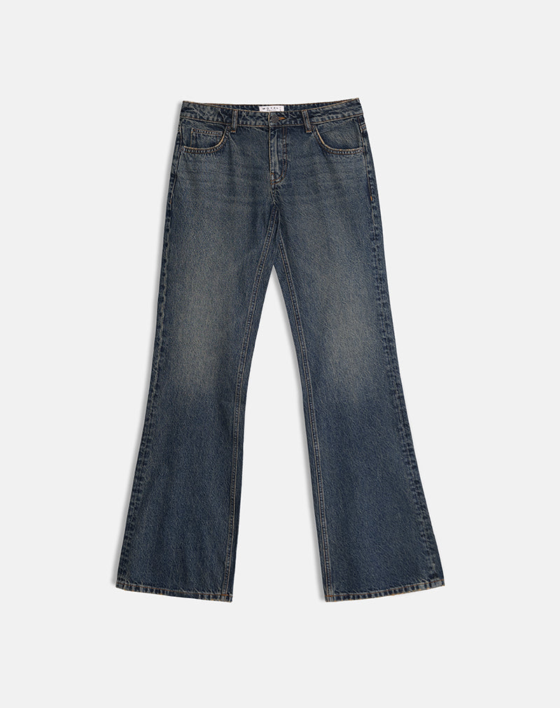 Immagine dei jeans extra a vita bassa in verde sporco