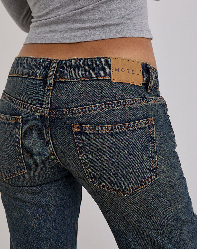 Immagine dei jeans extra a vita bassa in verde sporco