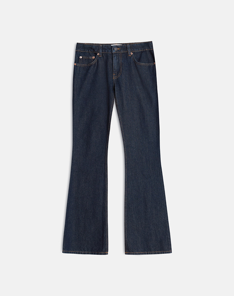 Immagine dei jeans extra low rise flare in indaco