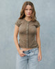 Immagine di Elmira Top in maglia trasparente Khaki