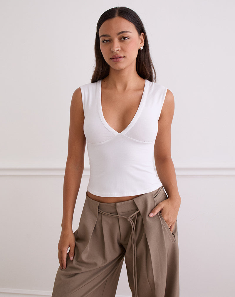 Immagine di Emberly Plunge Top in bianco
