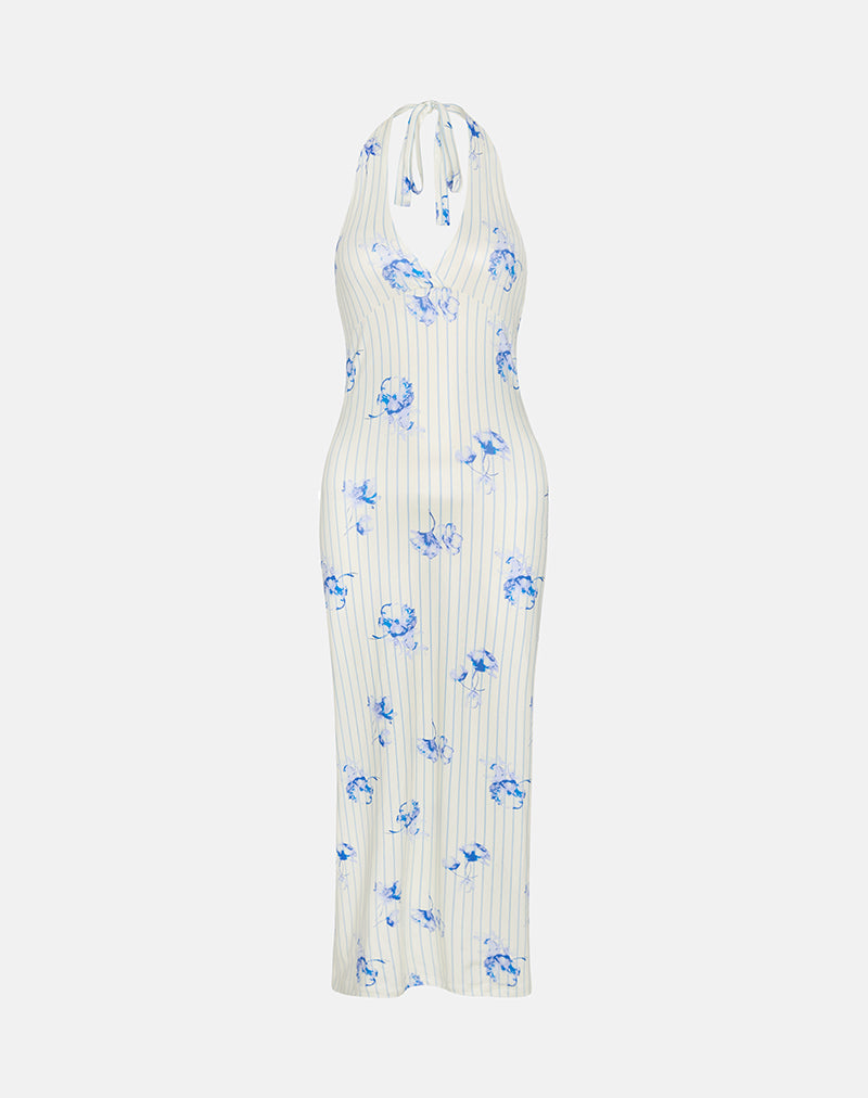 Immagine di Fadwa Midi Dress in crema a righe floreali