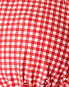Gingham rosso con bordi a picot