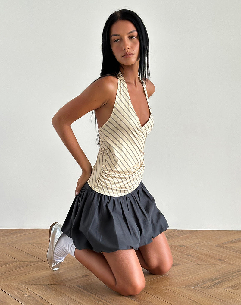 immagine di Fayez Slinky Top a righe diagonali gialle