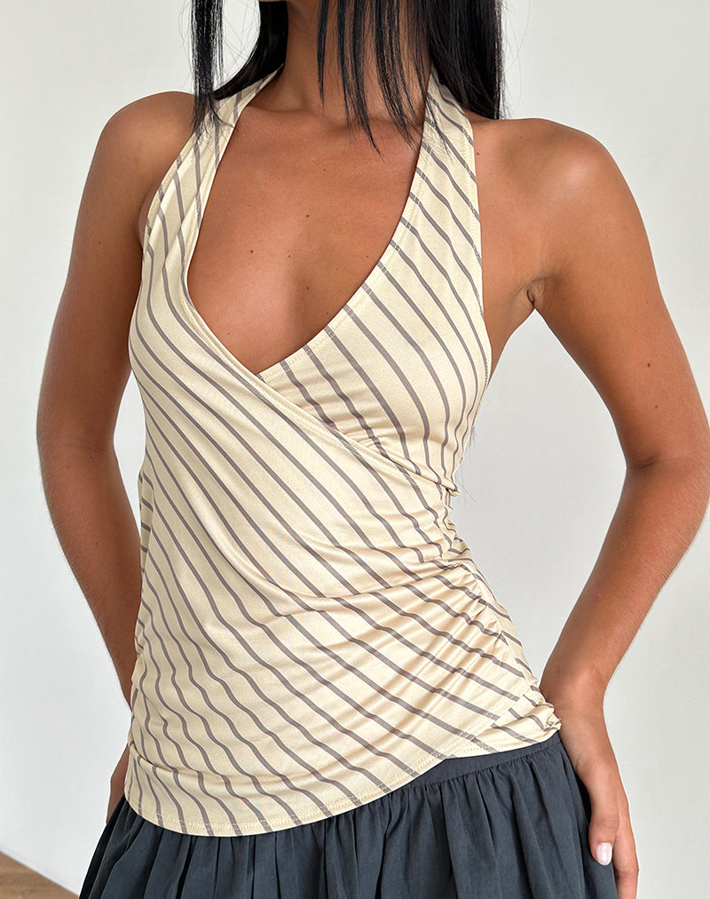 immagine di Fayez Slinky Top a righe diagonali gialle