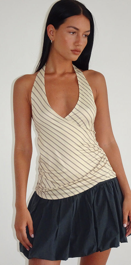 immagine di Fayez Slinky Top a righe diagonali gialle