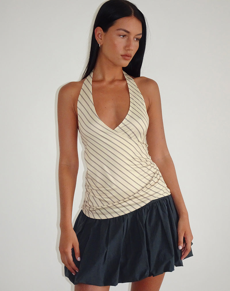 immagine di Fayez Slinky Top a righe diagonali gialle