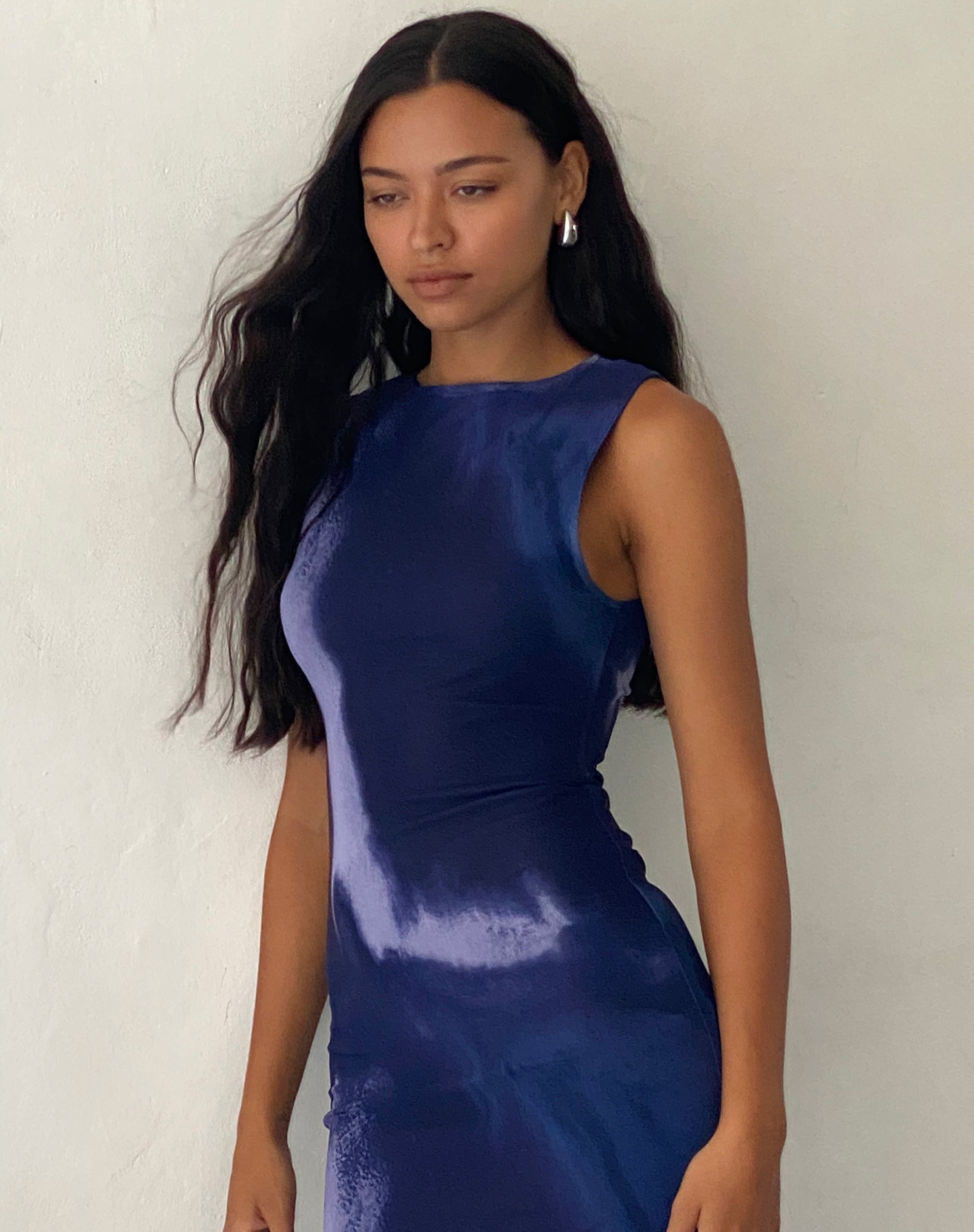 Immagine di Fayola - Maxi abito stampato in acquerello - Navy