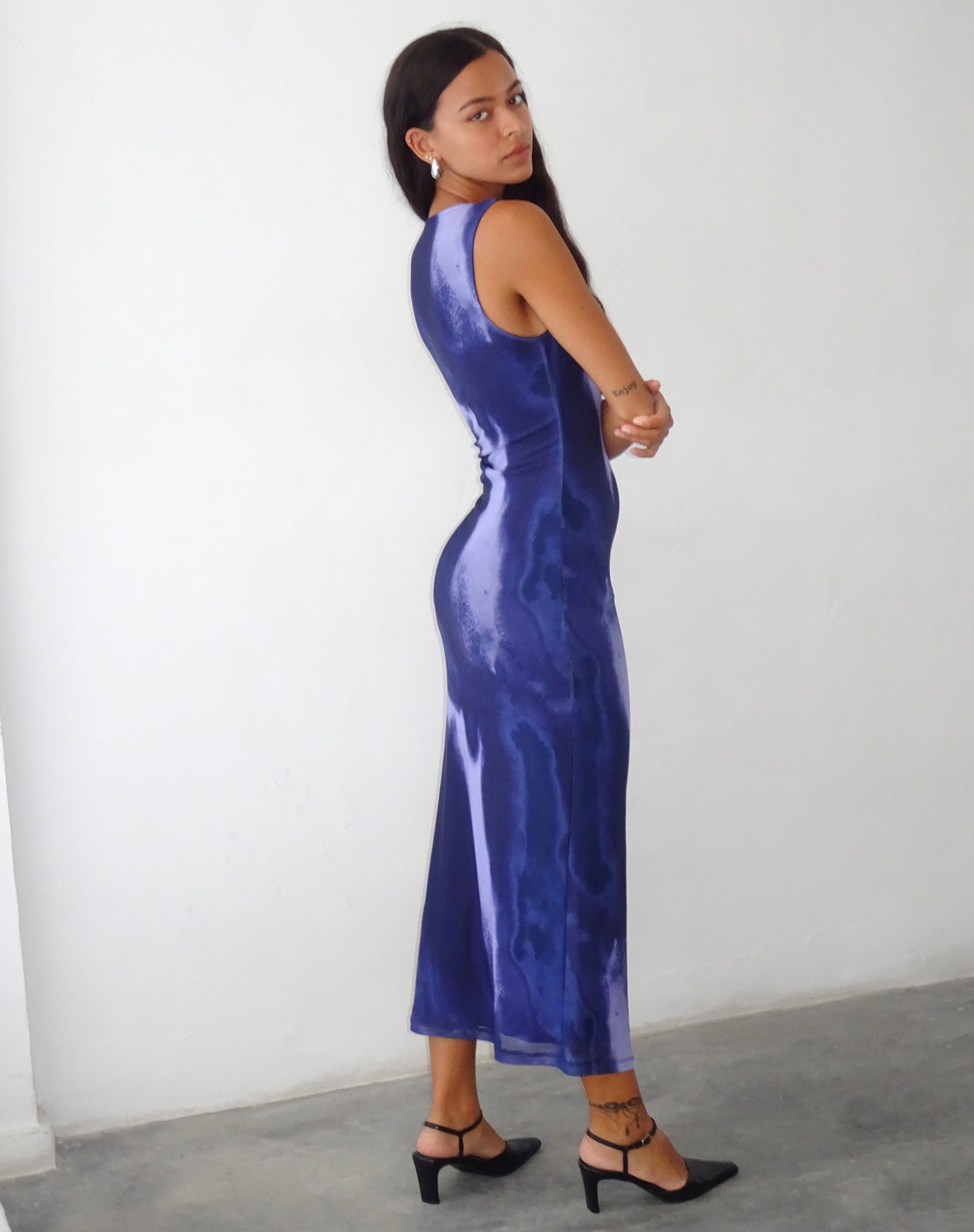 Immagine di Fayola - Maxi abito stampato in acquerello - Navy