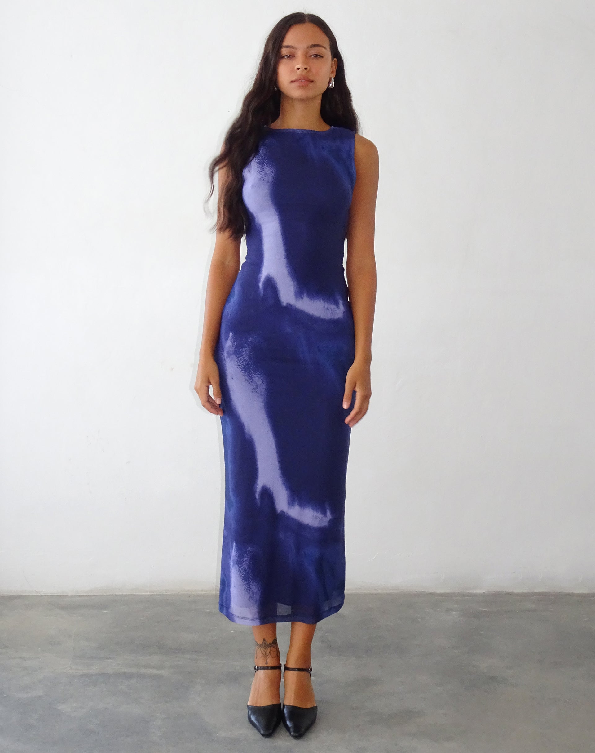 Immagine di Fayola - Maxi abito stampato in acquerello - Navy