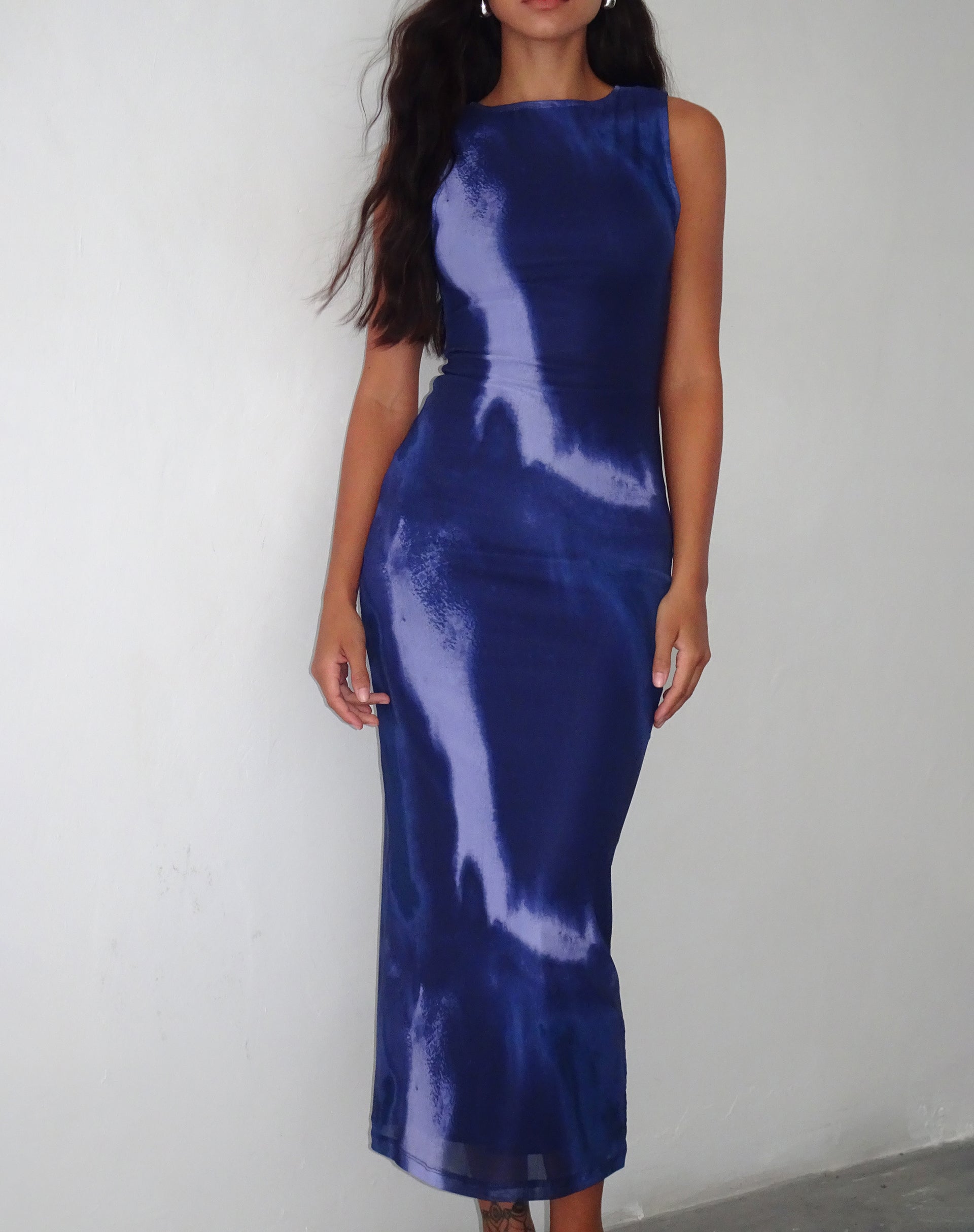 Immagine di Fayola - Maxi abito stampato in acquerello - Navy