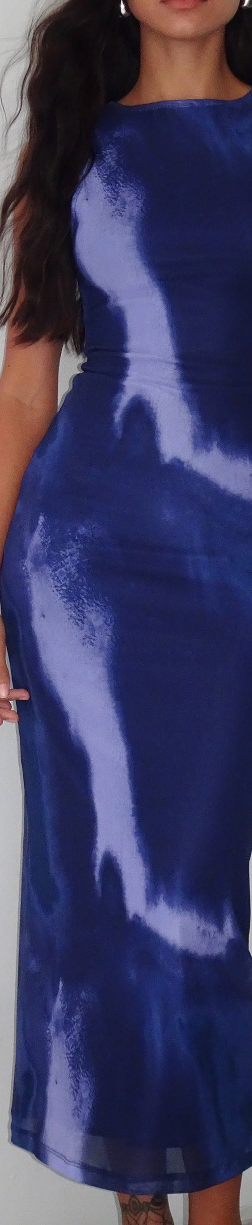 Immagine di Fayola - Maxi abito stampato in acquerello - Navy