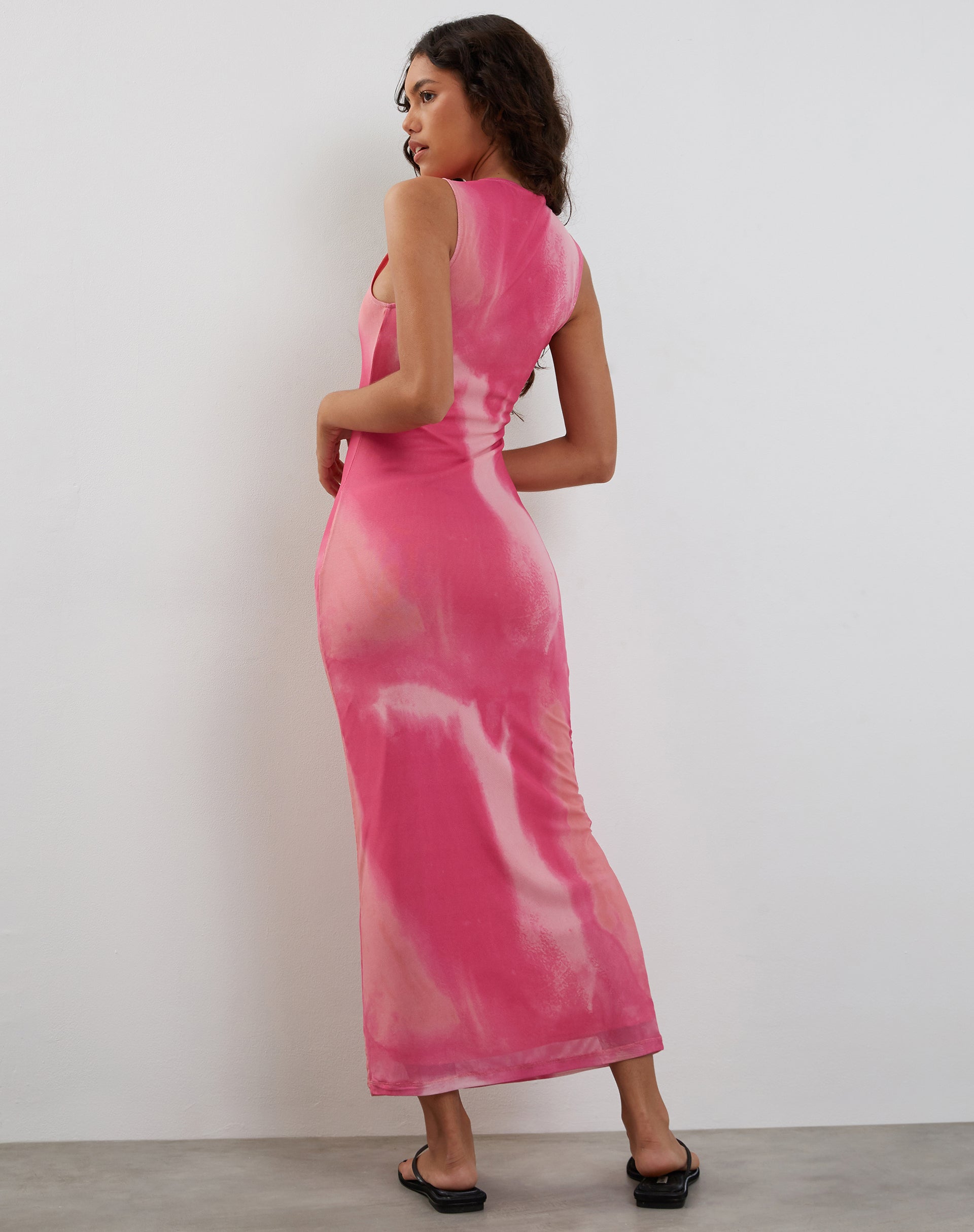immagine di Fayola Maxi abito stampato in rosa acquerello