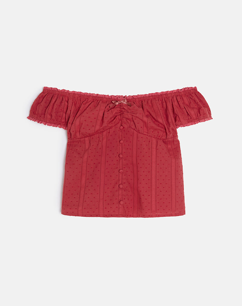 Immagine di Fayra Bardot Corsetto Top in Dobby Red