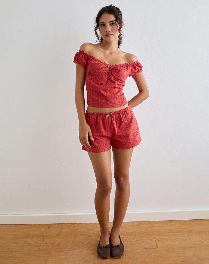 Immagine di Sumi Shorts in cotone Dobby Rosso