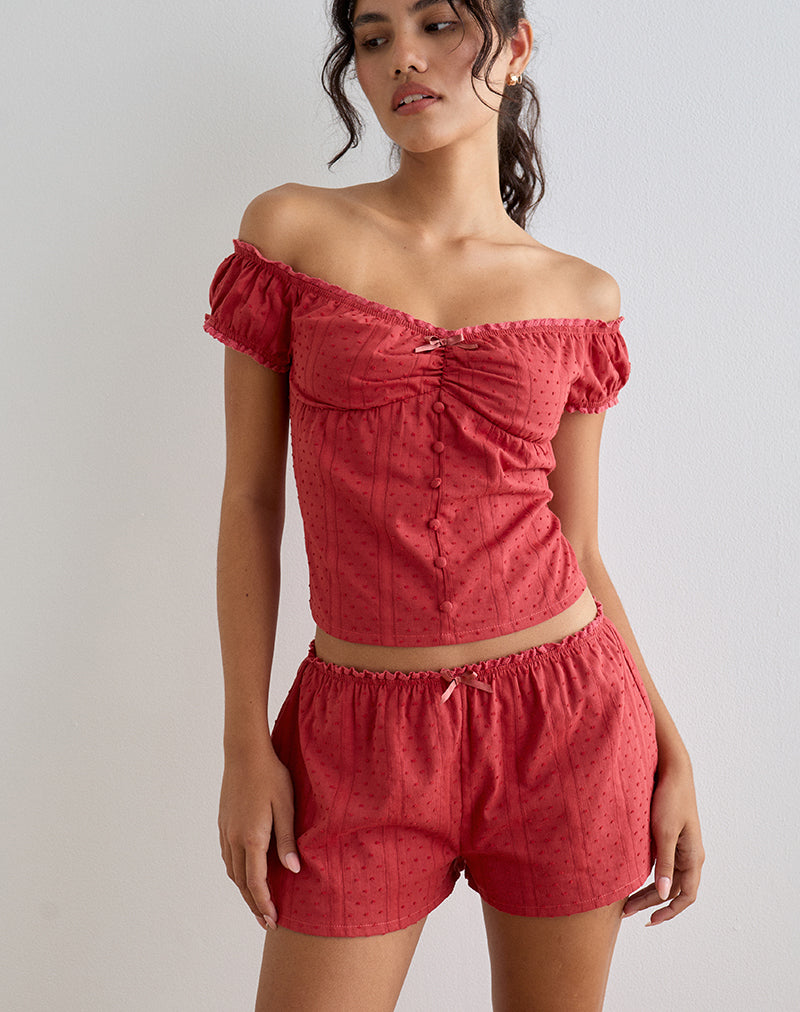 Immagine di Sumi Shorts in cotone Dobby Rosso